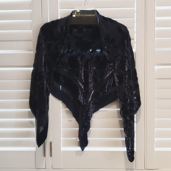 Purple Blue Burnout Silk Scarf - Picture 3 of 16